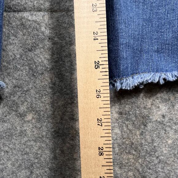 Free People Jeans Raw Straight Boot Hem Mid Rise Blue 61502-16515125 Size 28 - Picture 5 of 11